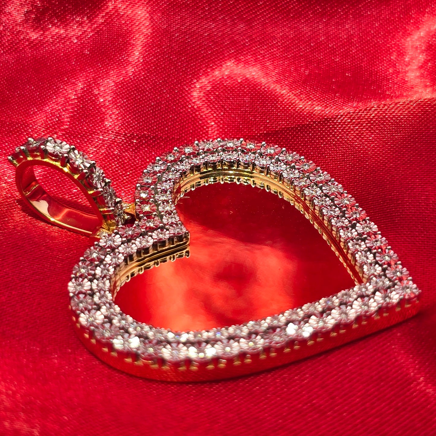 10k Yellow Gold Heart Shaped Diamond Memory Pendant 0.50 ctw