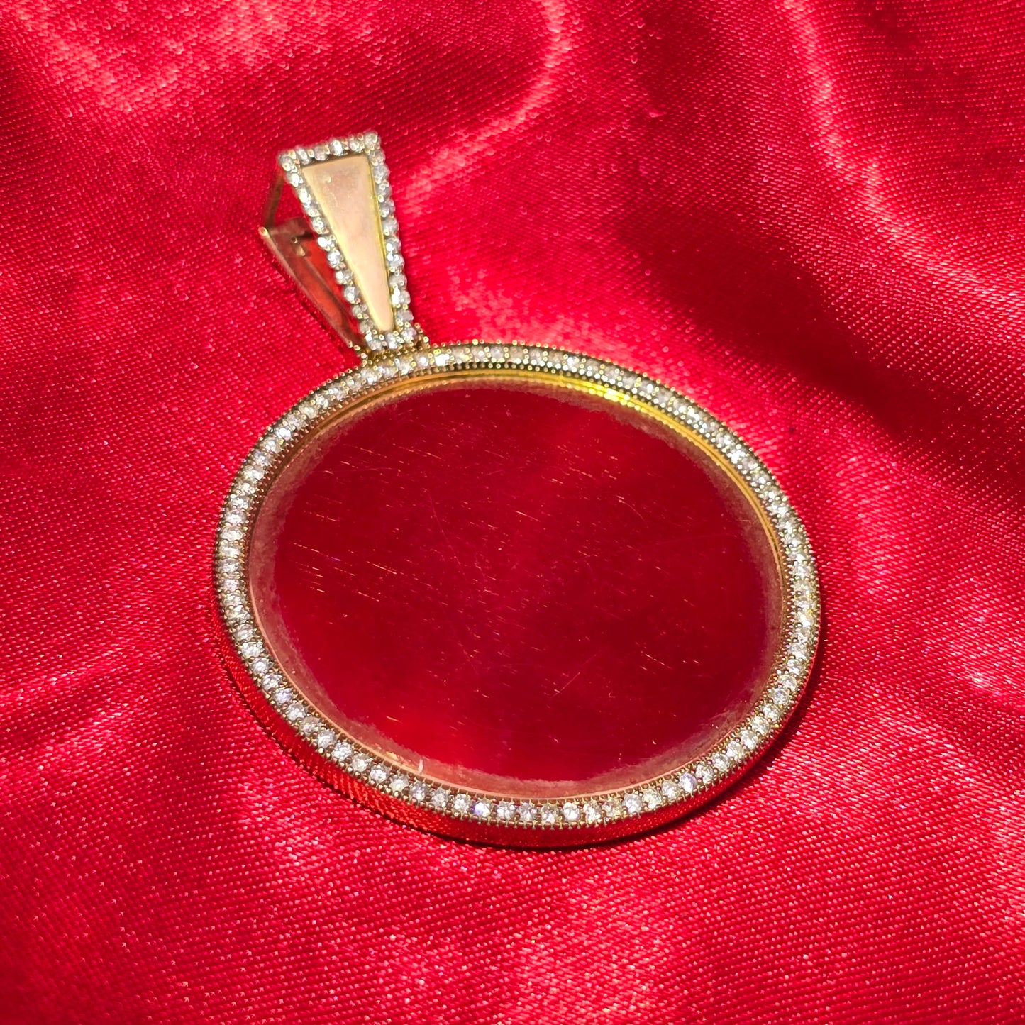 10k Yellow Gold Diamond Frame Pendant 1.09 ctw double side picture