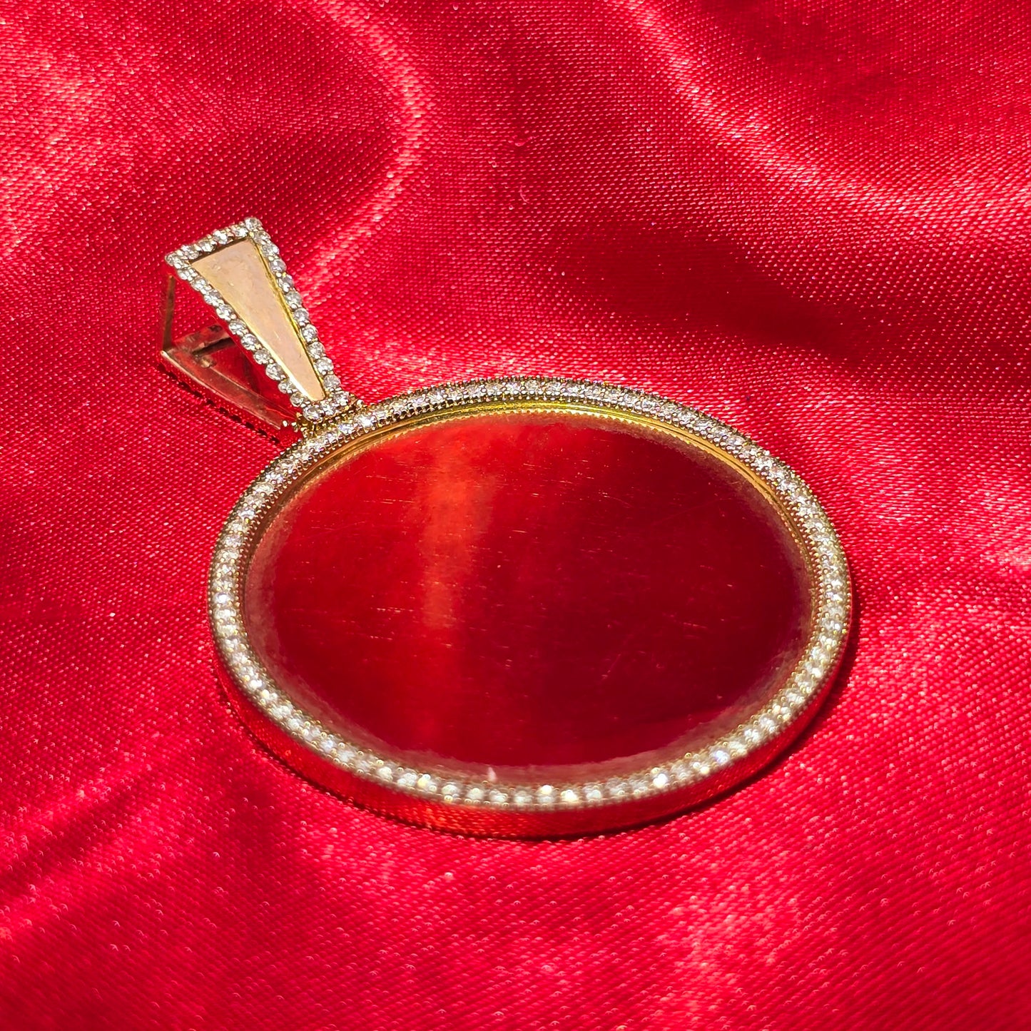 10k Yellow Gold Diamond Frame Pendant 1.09 ctw double side picture