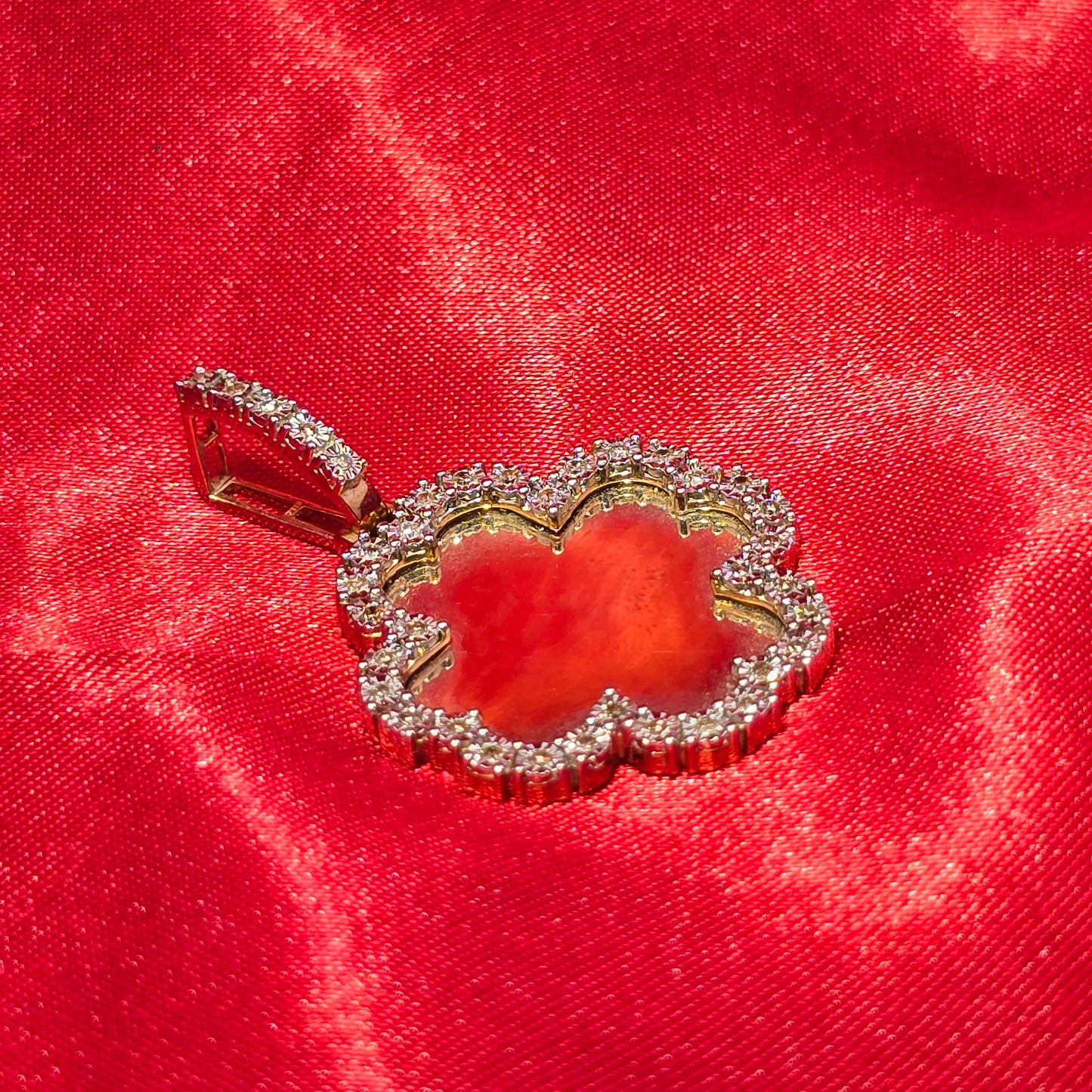 10k Yellow Gold Diamond Four Leaf Clover Pendant 0.50 ctw