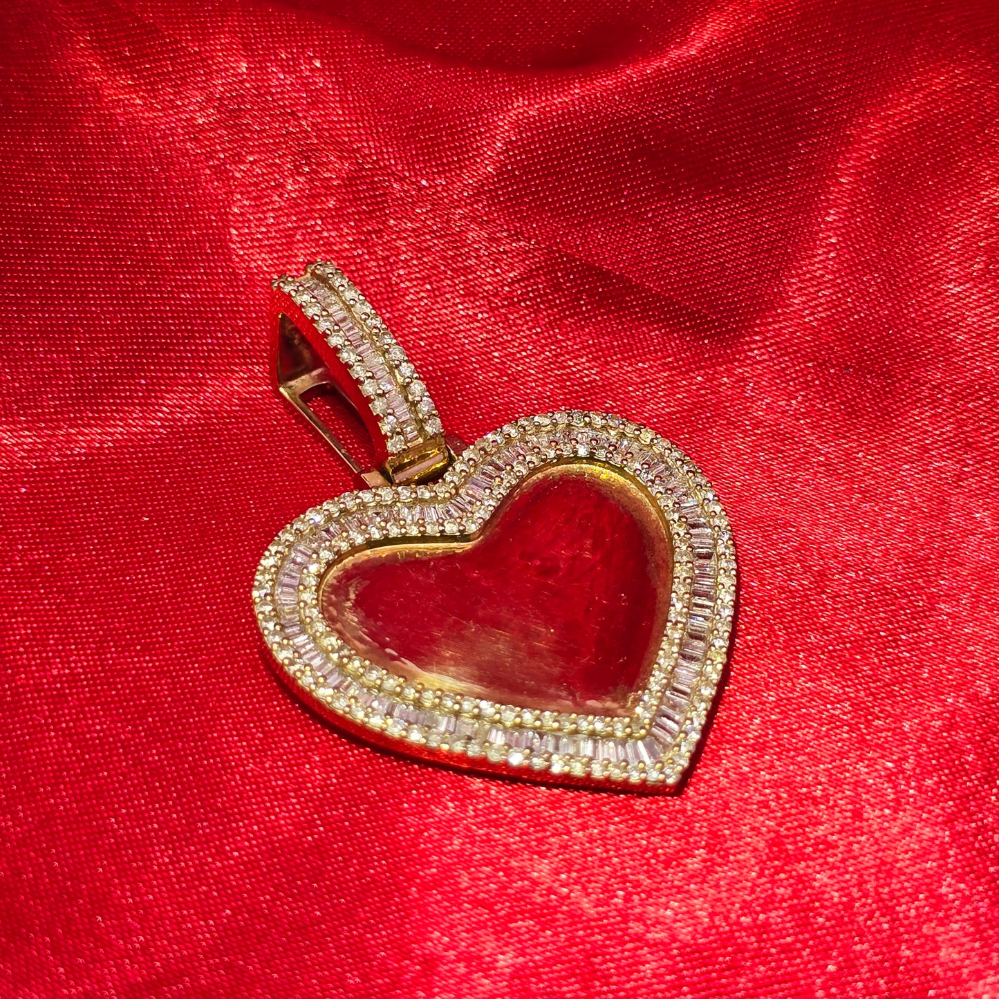 10k Yellow Gold Heart Shaped Diamond Memory Pendant 2.50 ctw