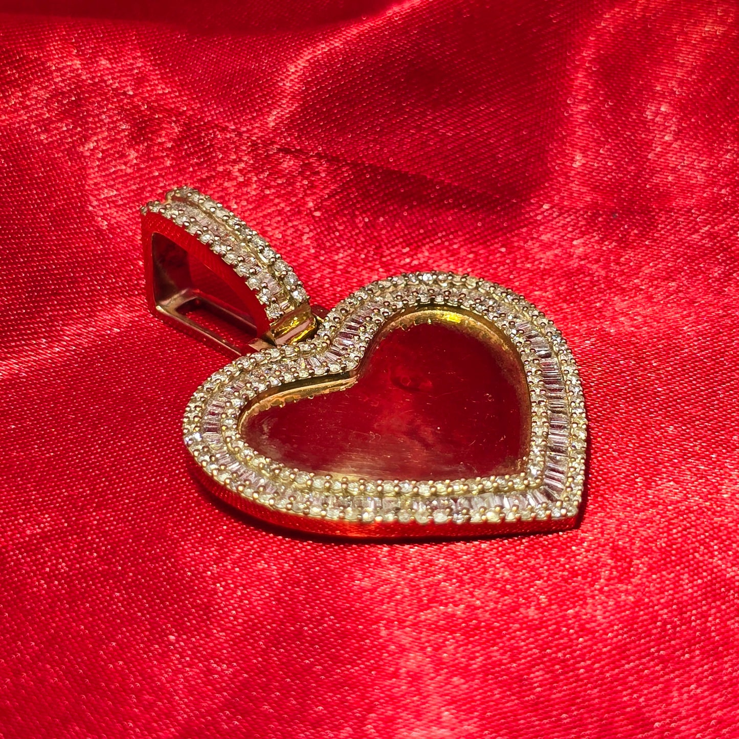 10k Yellow Gold Heart Shaped Diamond Memory Pendant 2.50 ctw