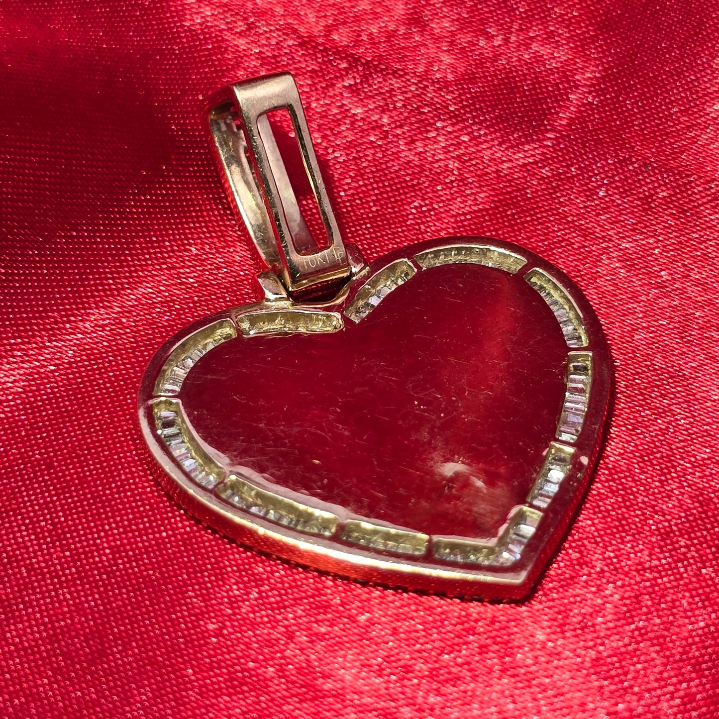 10k Yellow Gold Heart Shaped Diamond Memory Pendant 2.50 ctw