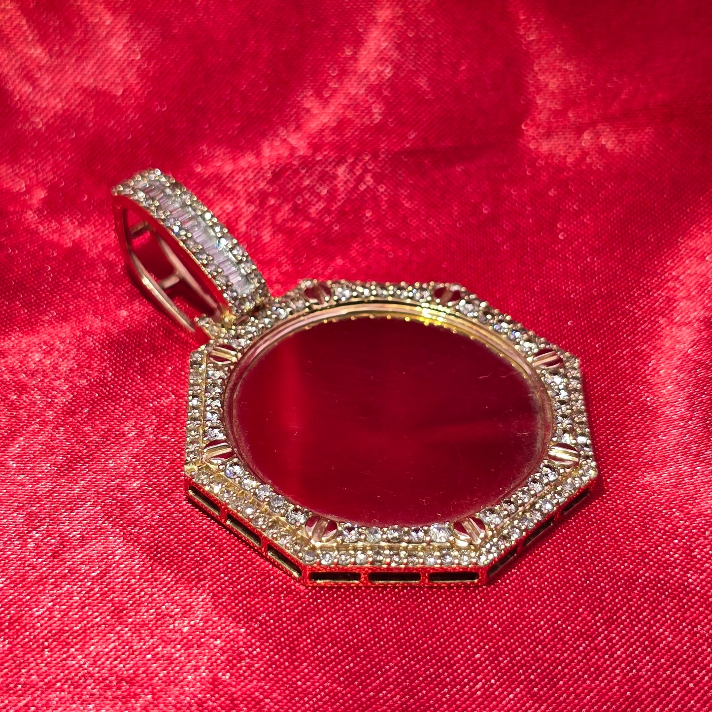 10k Yellow Gold Diamond Hexagon Memory Pendant 2.0 ctw