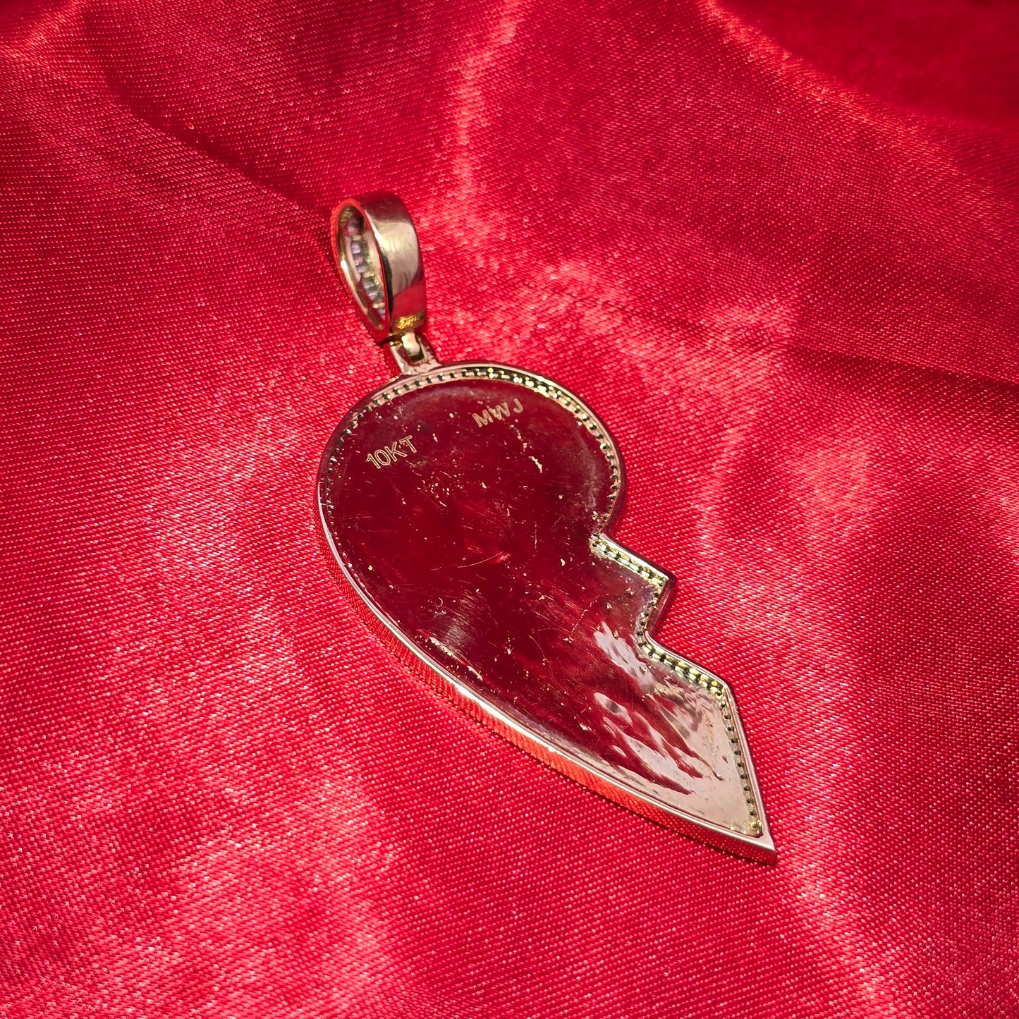 10k Yellow Gold Diamond Broken Heart Pendant 0.75 ctw
