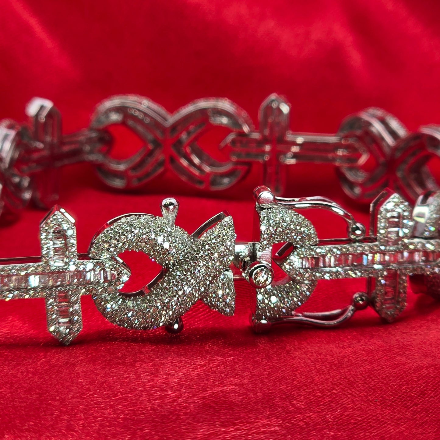 10k White Gold Diamond Infinity Link Mixed Cross Bracelet 5.17 ctw