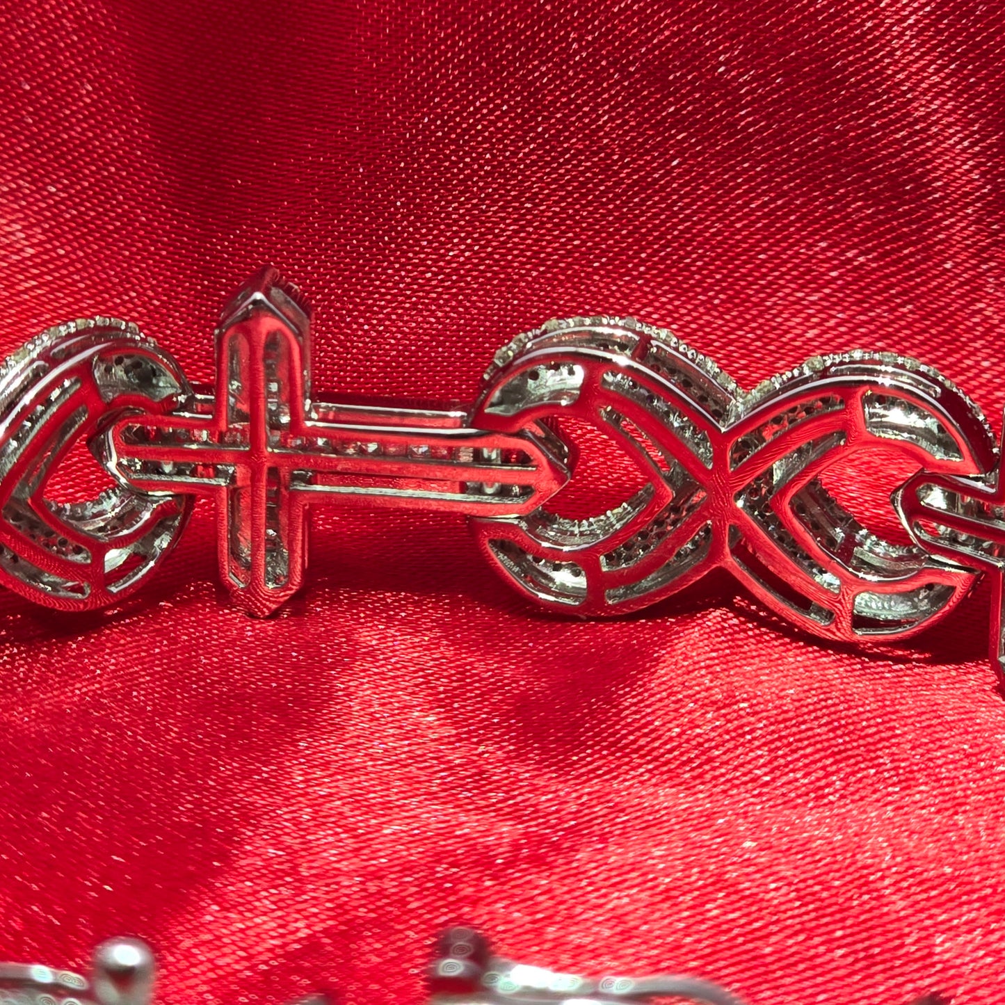 10k White Gold Diamond Infinity Link Mixed Cross Bracelet 5.17 ctw