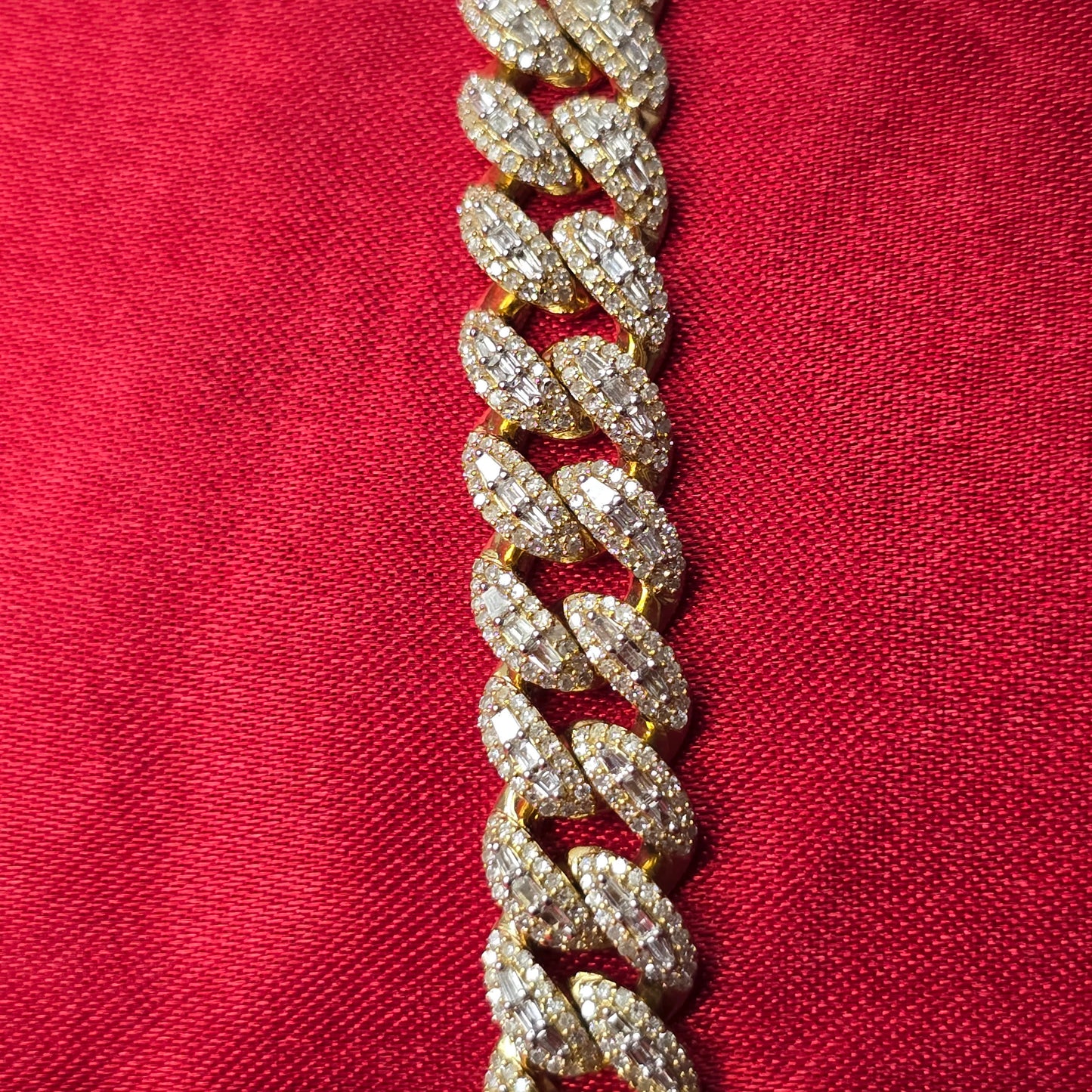 10k Yellow Gold Baguette Diamond Cuban Link Bracelet
