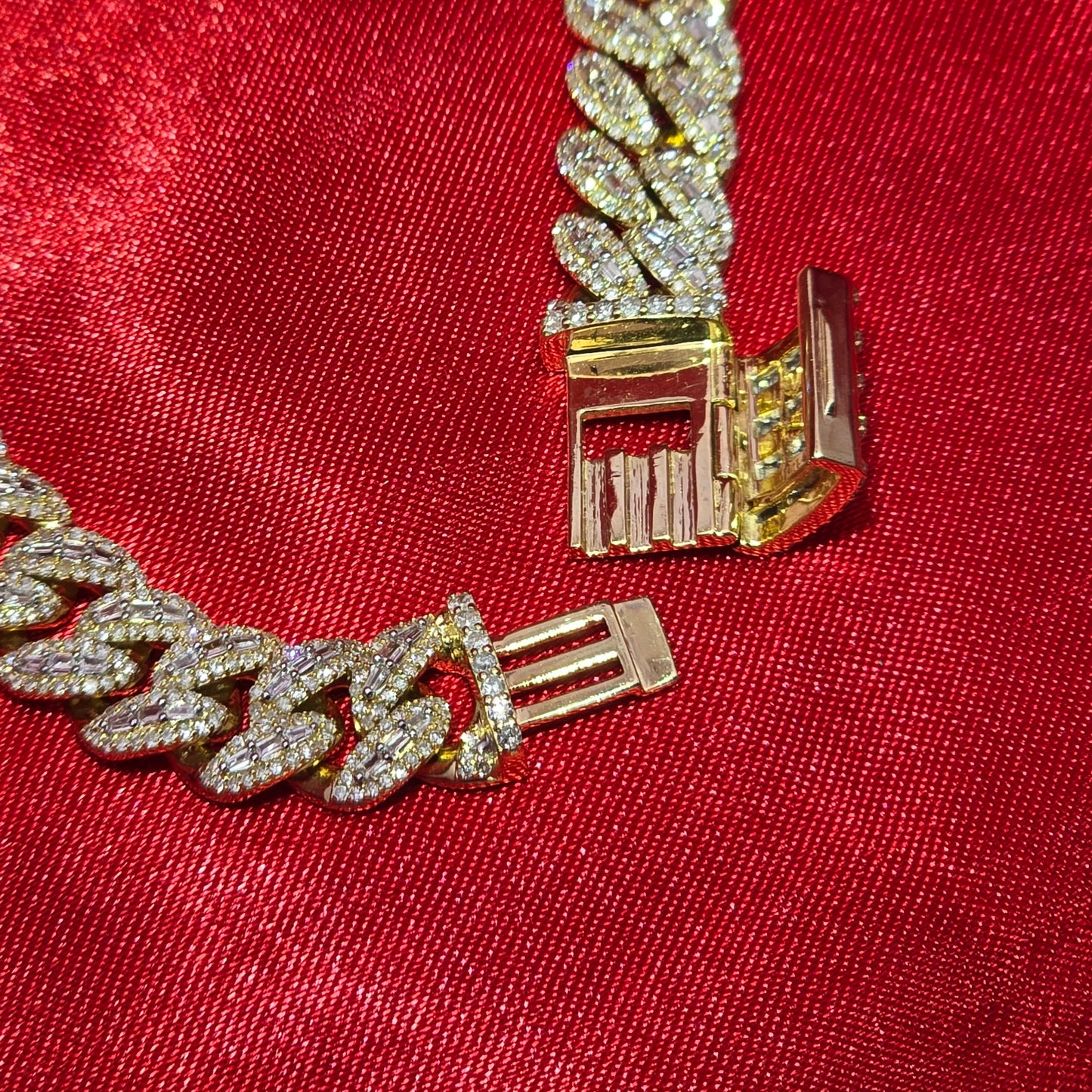 10k Yellow Gold Baguette Diamond Cuban Link Bracelet
