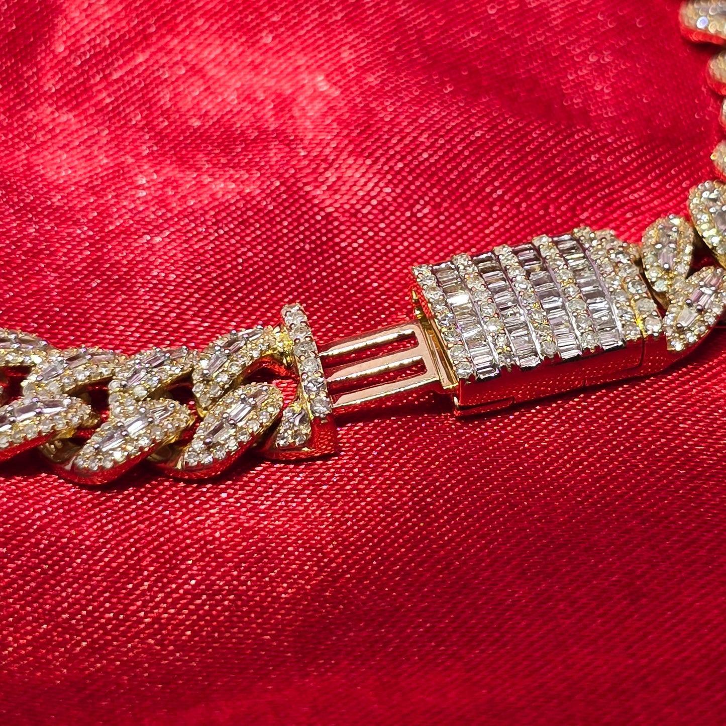 10k Yellow Gold Baguette Diamond Cuban Link Bracelet