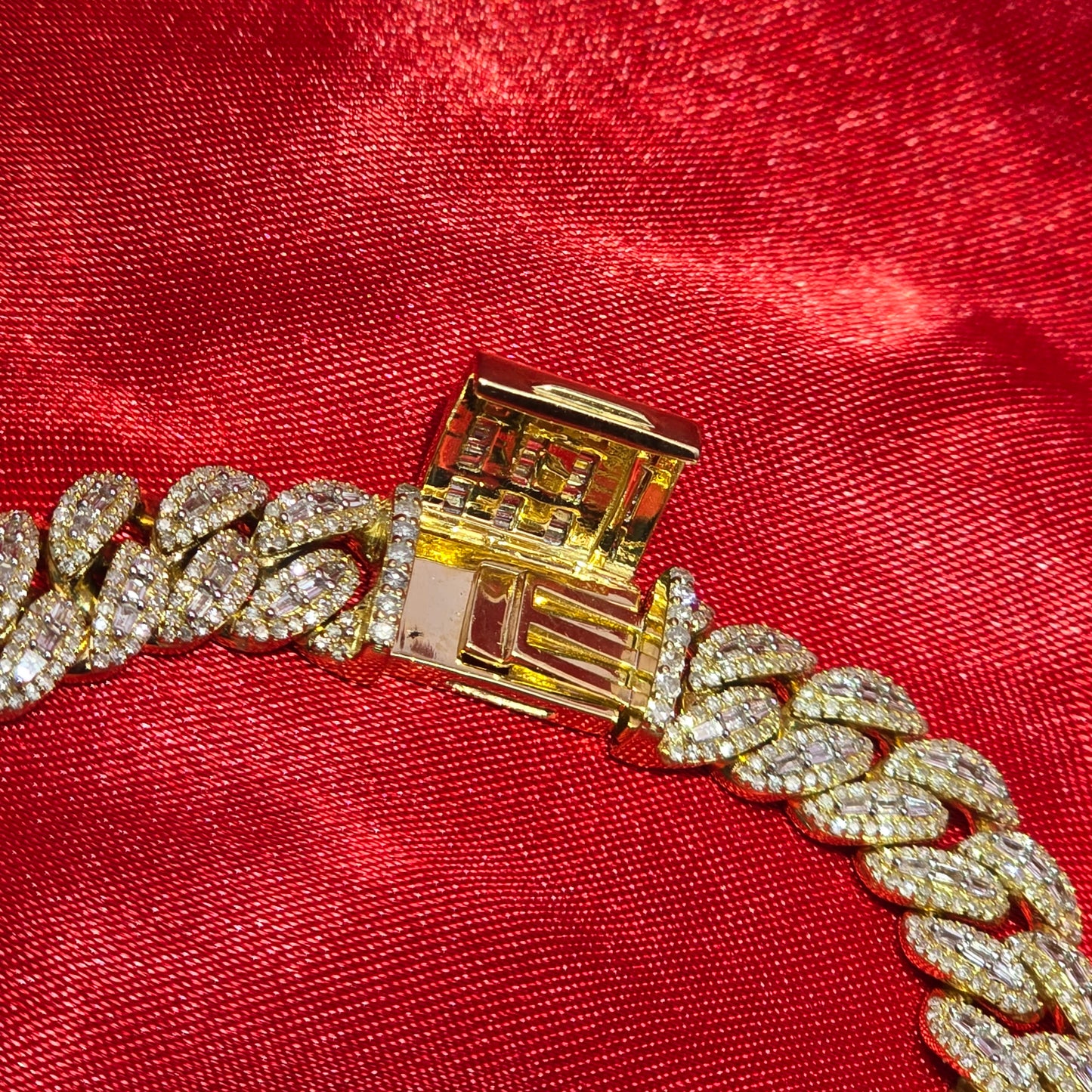 10k Yellow Gold Baguette Diamond Cuban Link Bracelet