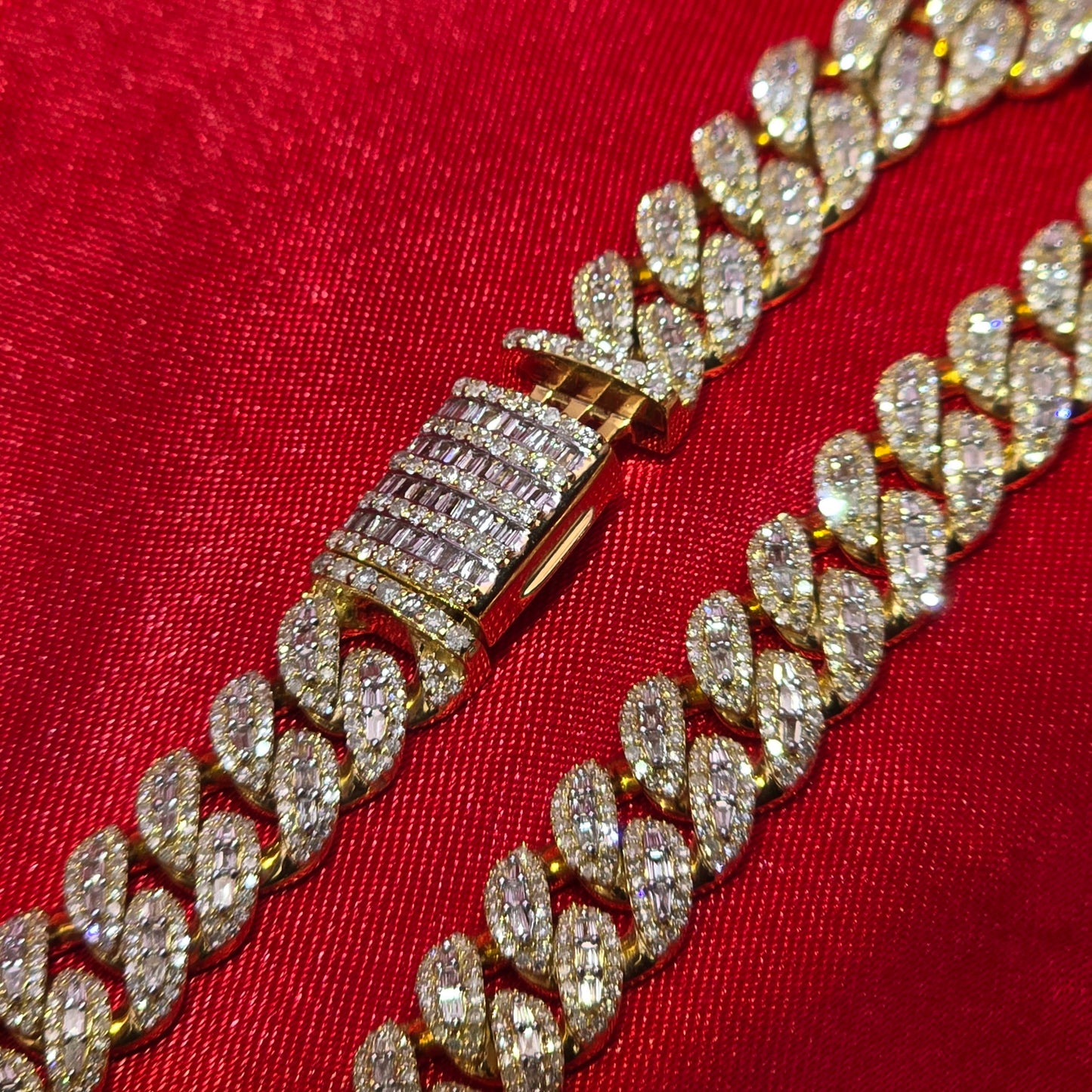 10k Yellow Gold Baguette Diamond Cuban Link Bracelet