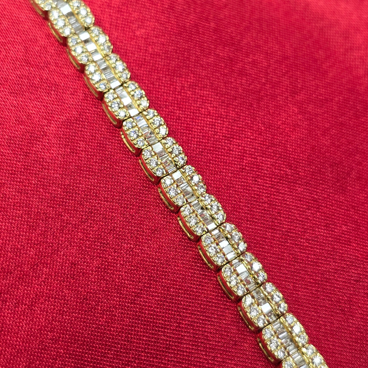 10k Yellow Gold Diamond Baguette Bracelet 3.59ctw