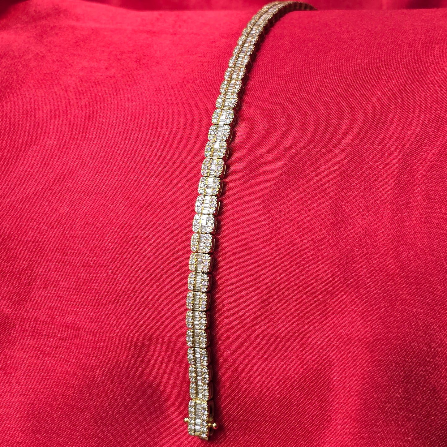 10k Yellow Gold Diamond Baguette Bracelet 3.59ctw