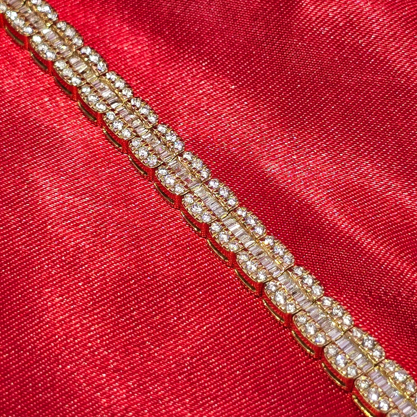 10k Yellow Gold Diamond Baguette Bracelet 3.59ctw