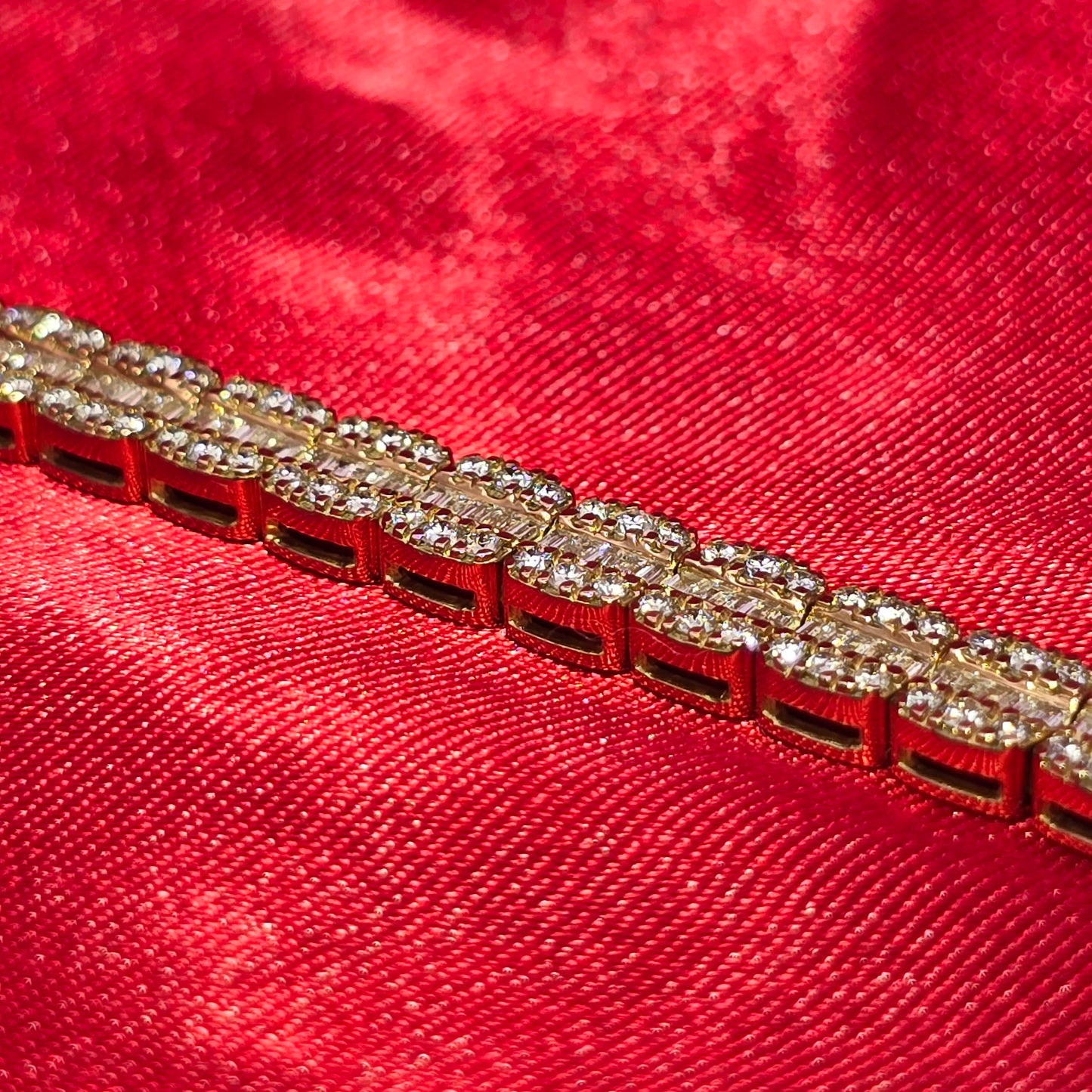 10k Yellow Gold Diamond Baguette Bracelet 3.59ctw
