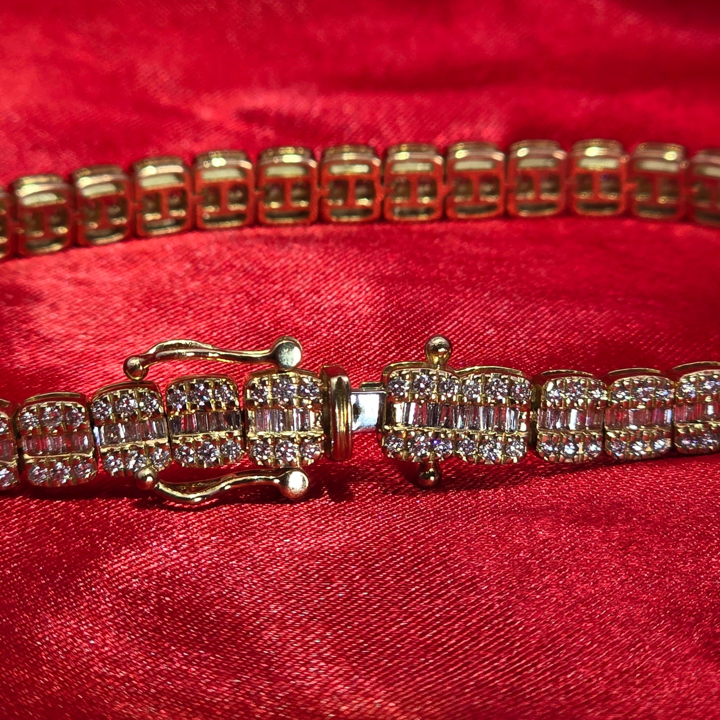 10k Yellow Gold Diamond Baguette Bracelet 3.59ctw