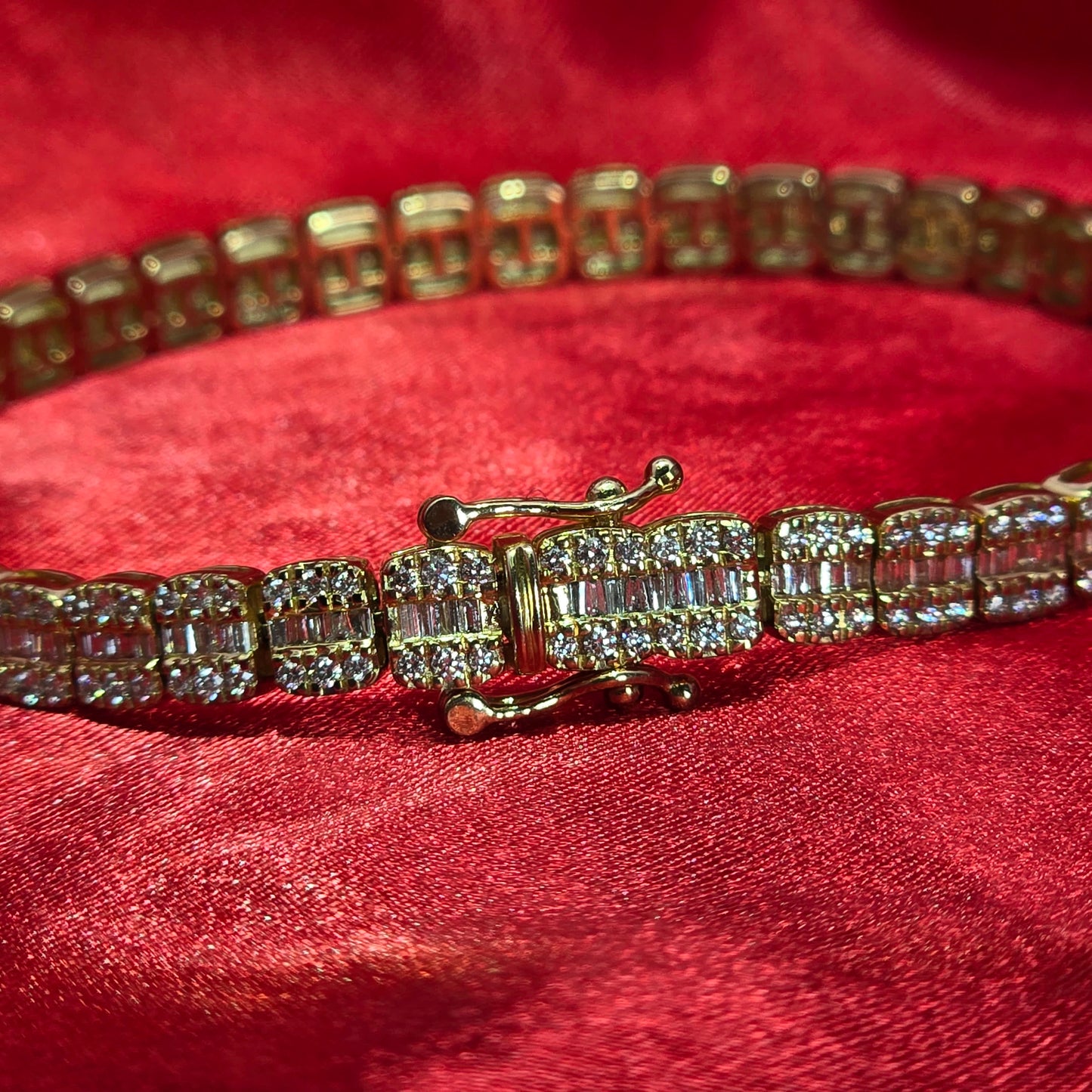10k Yellow Gold Diamond Baguette Bracelet 3.59ctw