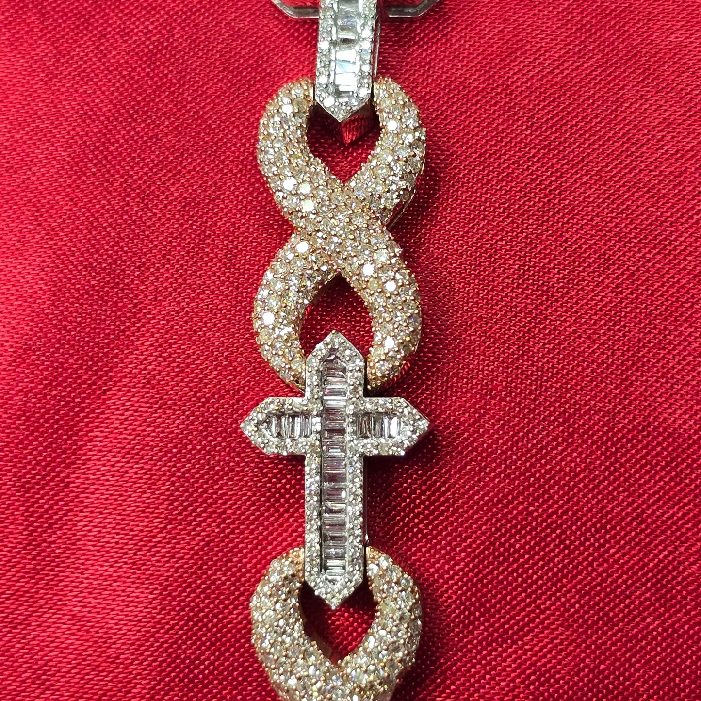 10k White Rose Gold Diamond Infinity Link Mixed Cross Bracelet 5.71 ctw