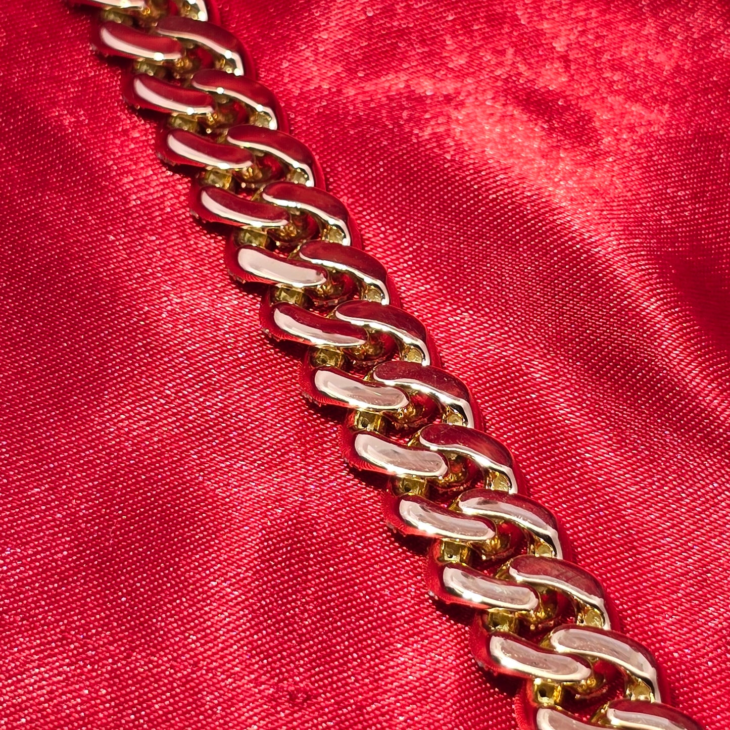 10k Yellow Gold Baguette Diamond Cuban Link Bracelet
