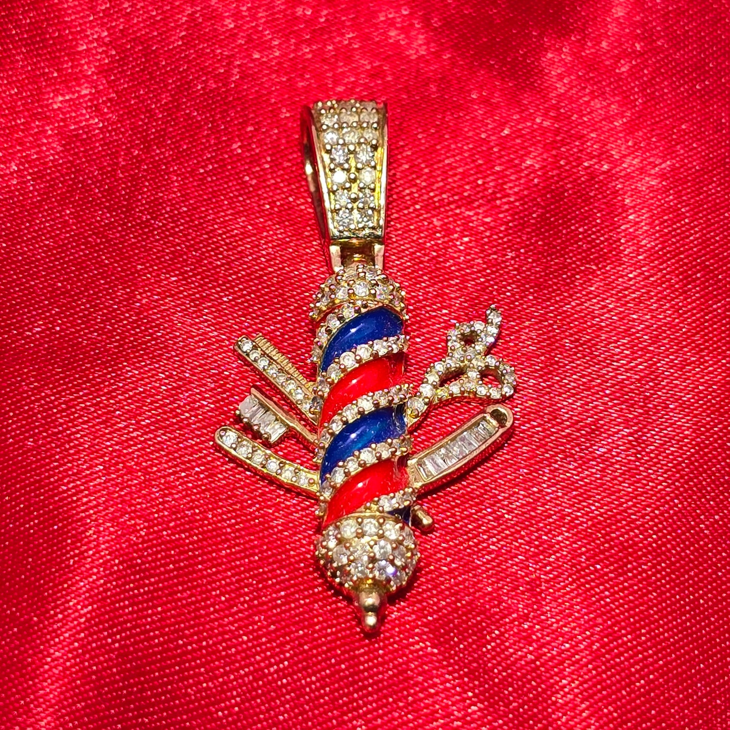 Barber Pole Pendant 0.50 ctw Diamond 10K Yellow Gold
