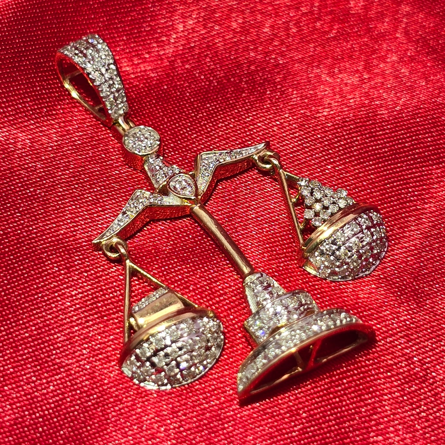 Scales of Justice Greek Pendant 0.75 ctw Diamond 10K Yellow Gold