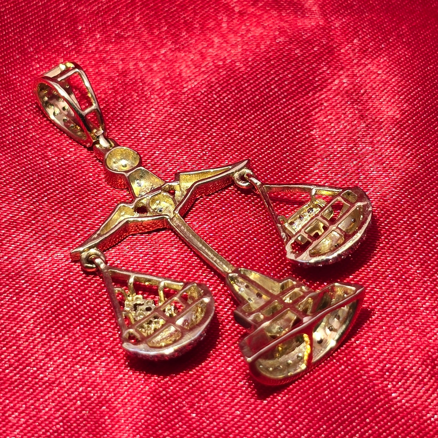 Scales of Justice Greek Pendant 0.75 ctw Diamond 10K Yellow Gold