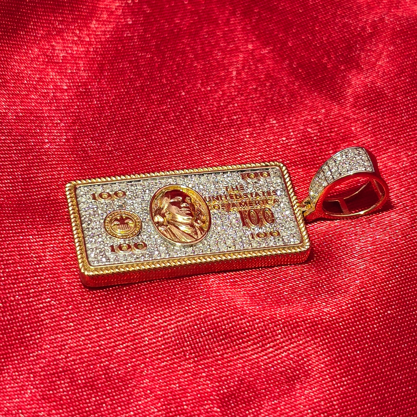 Dollar Bill Pendant 0.45 ctw Diamond 10K Yellow Gold