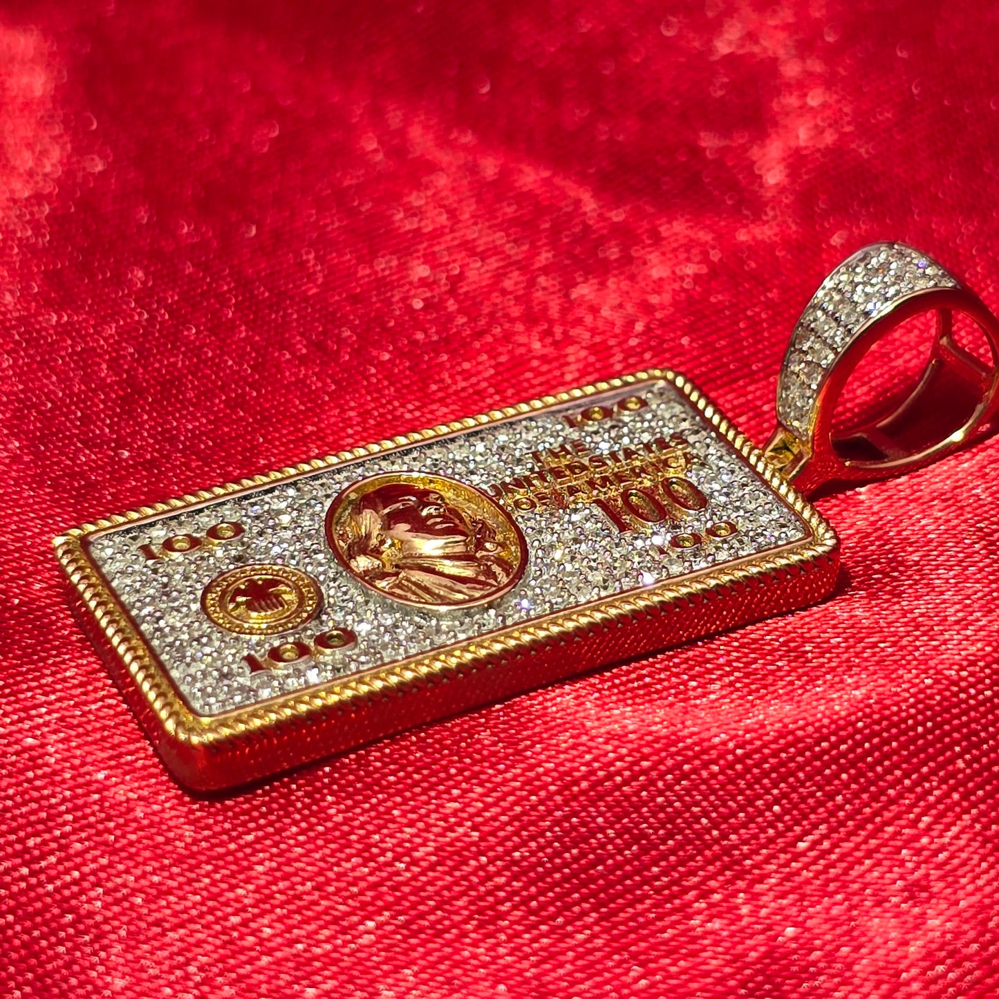 Dollar Bill Pendant 0.45 ctw Diamond 10K Yellow Gold