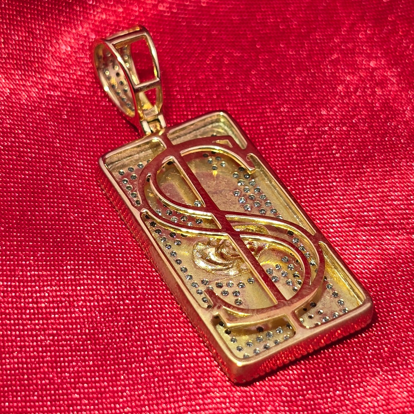 Dollar Bill Pendant 0.45 ctw Diamond 10K Yellow Gold