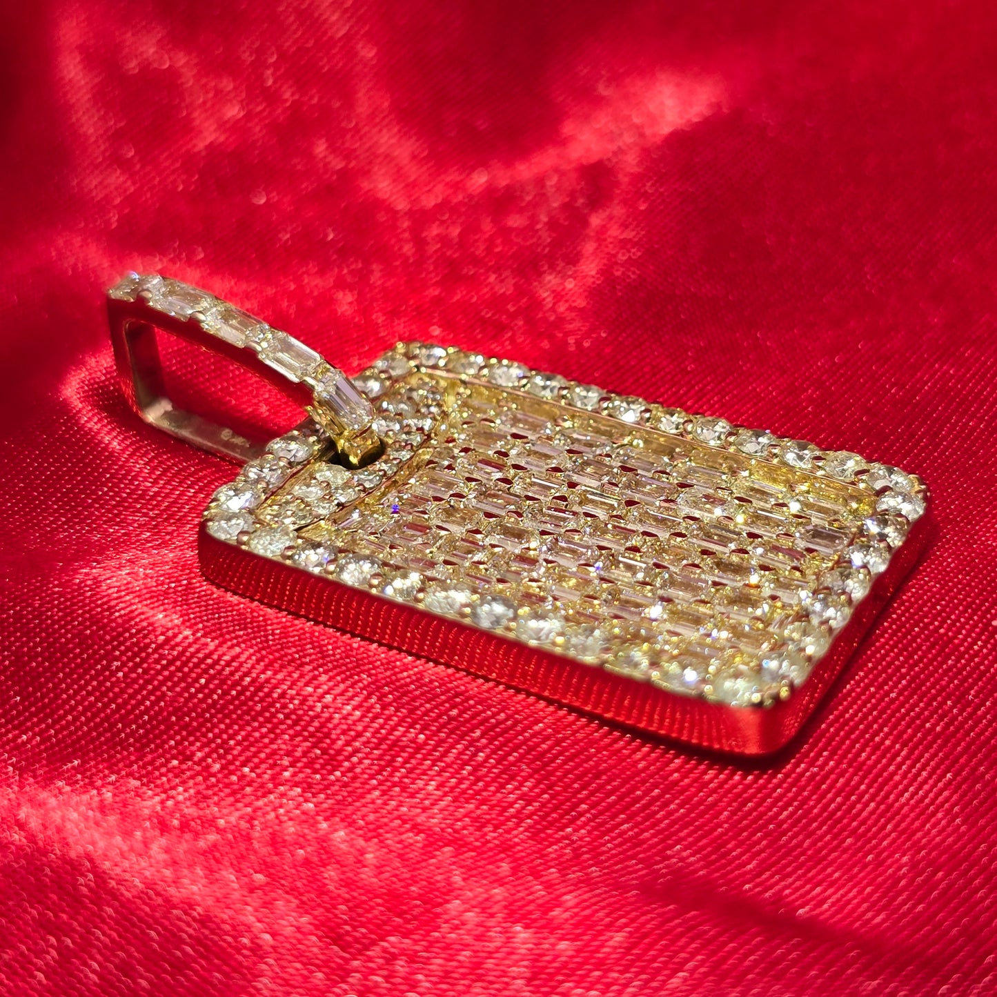 Baguette Tag Diamond Pendant 7 ct. 10K Yellow Gold