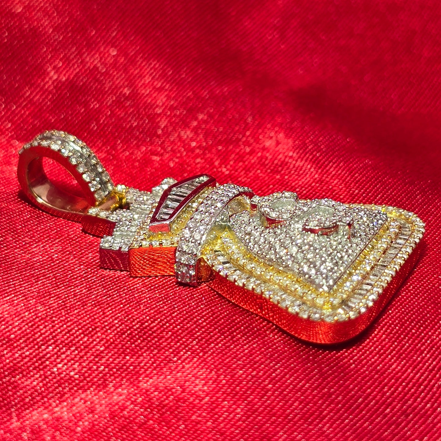 Money Bag Pendant 1.84 ct. Diamond 10K Yellow Gold