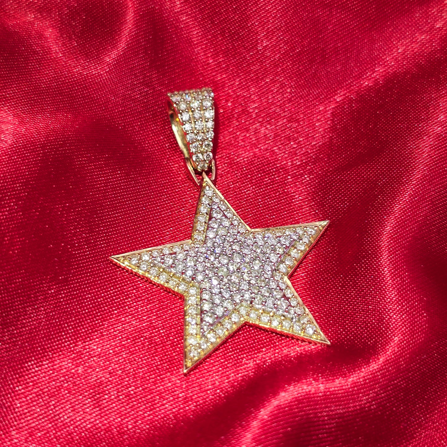 10k Yellow Gold Diamond Star Pendant 2.10 ctw