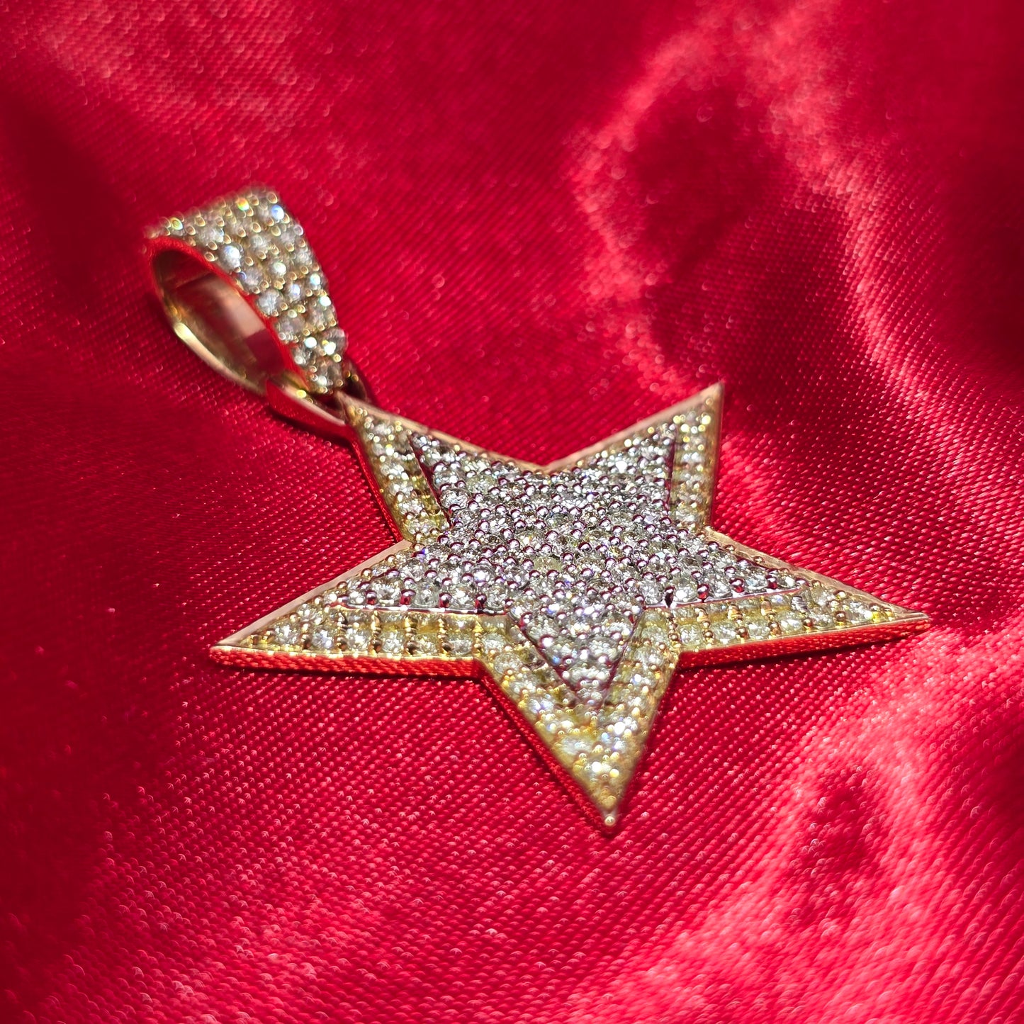 10k Yellow Gold Diamond Star Pendant 2.10 ctw