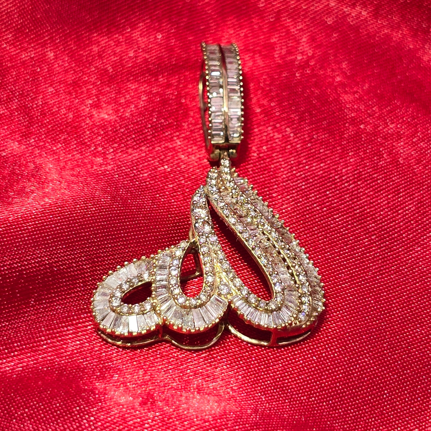 10k Yellow Gold Diamond Allah Pendant 2.25 ctw
