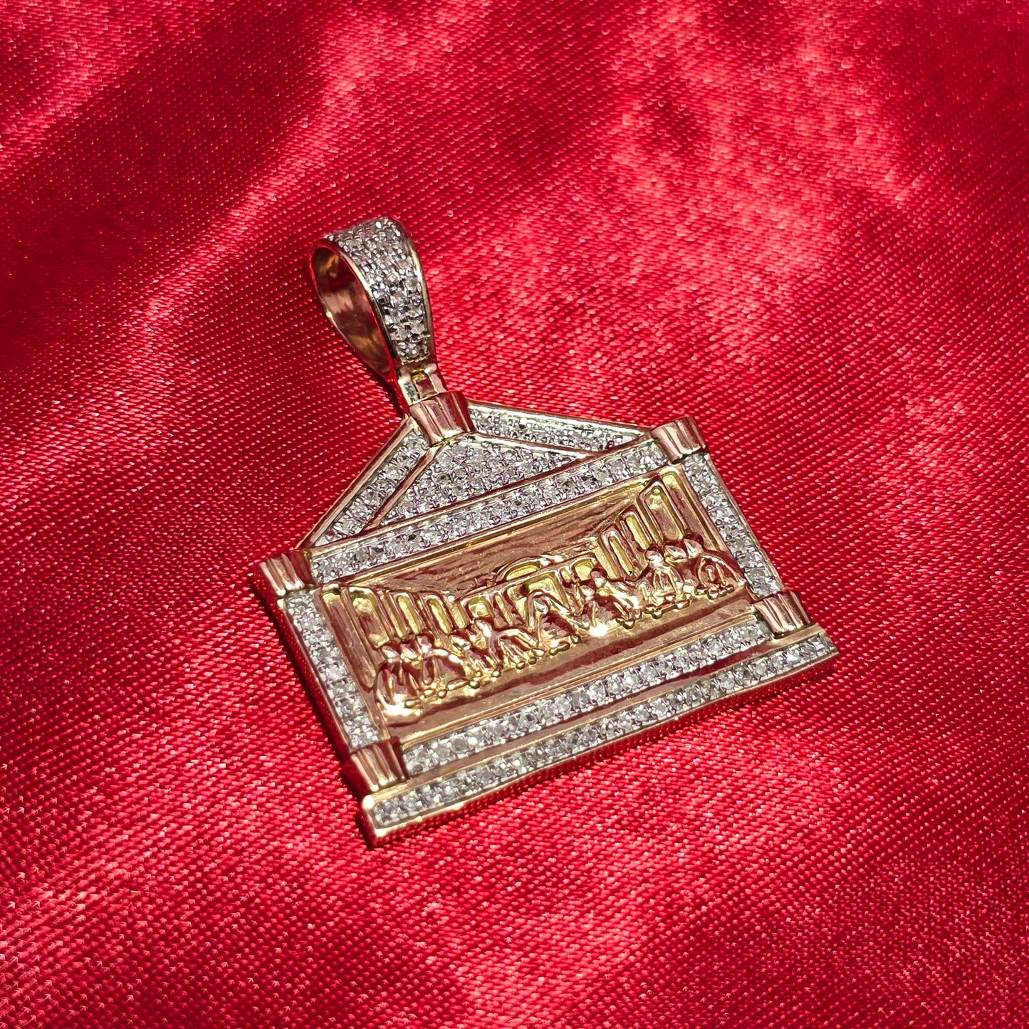 Last Supper Jesus Pendant 0.39 ctw Diamond 10K Yellow Gold