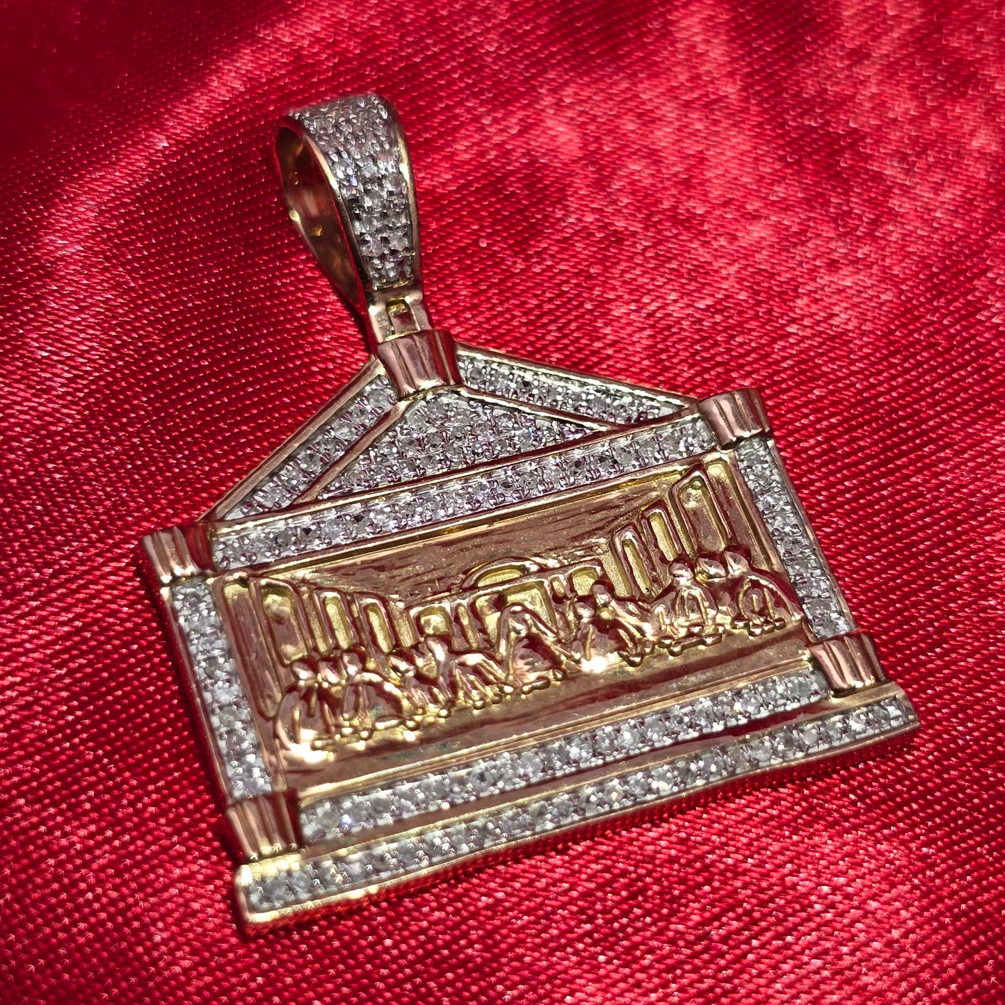 Last Supper Jesus Pendant 0.39 ctw Diamond 10K Yellow Gold
