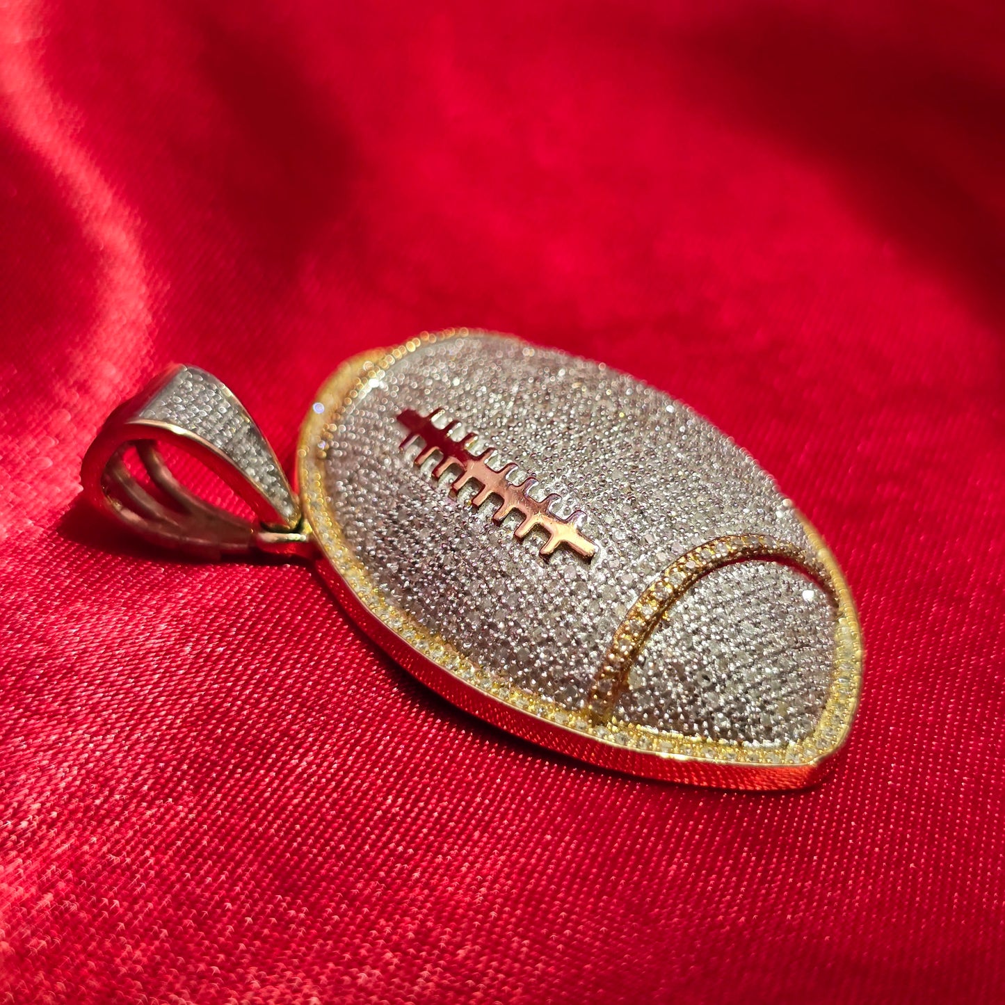 Football Sports Pendant 1.50 ctw Diamond 10K Yellow Gold