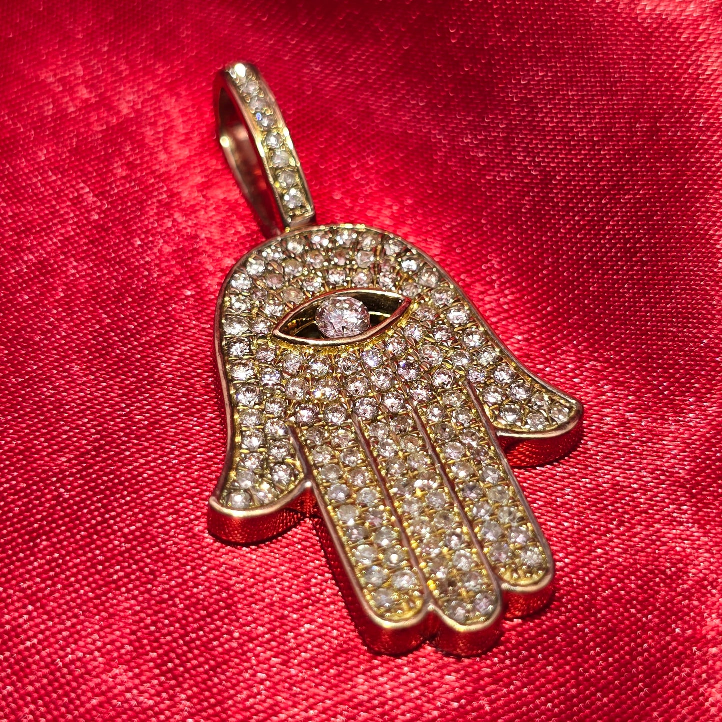Enlightened Hamsa Pendant 1.45 ctw Diamond 10K Yellow Gold