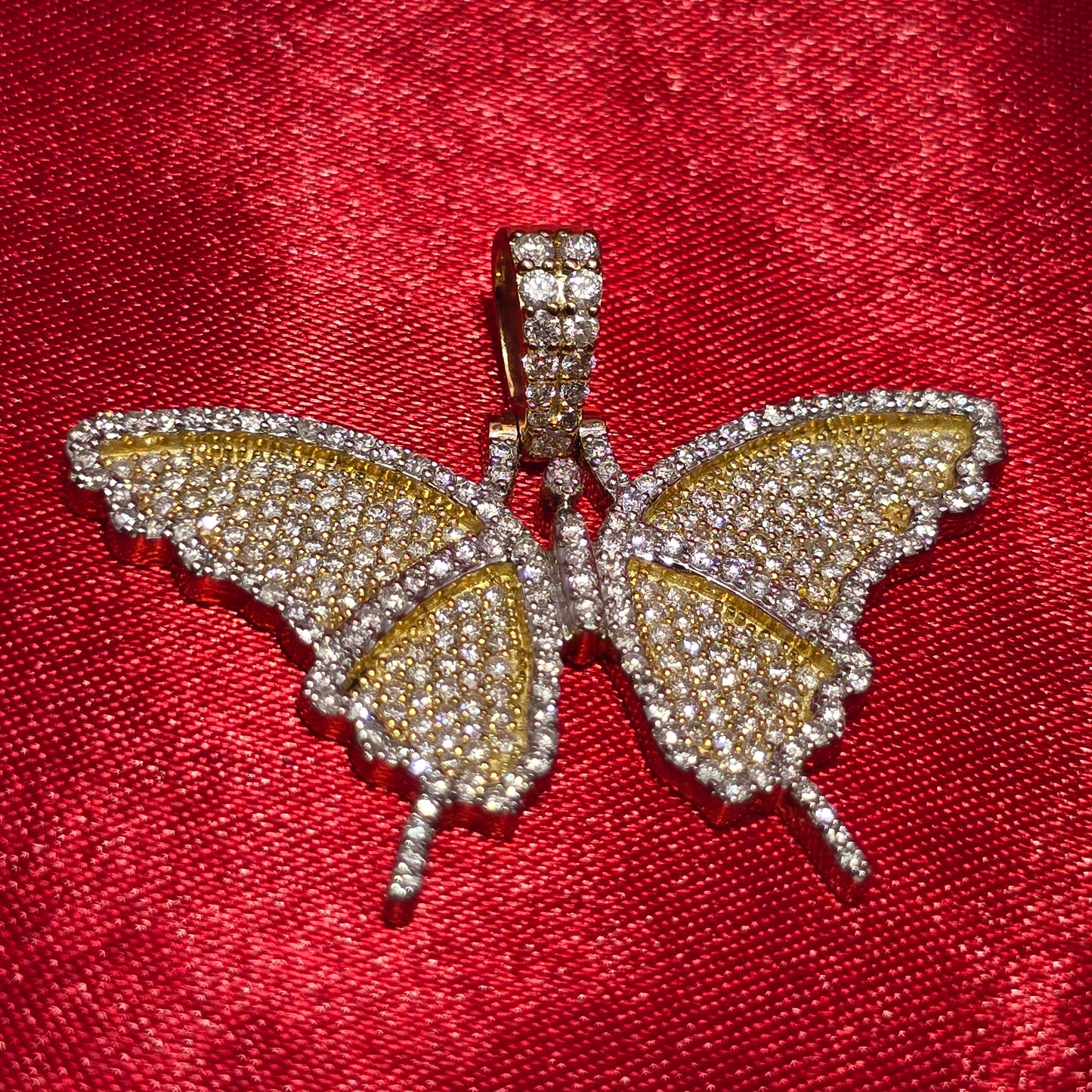 Swallowtail Butterfly Pendant 1.46 ct. Diamond 10K Yellow Gold
