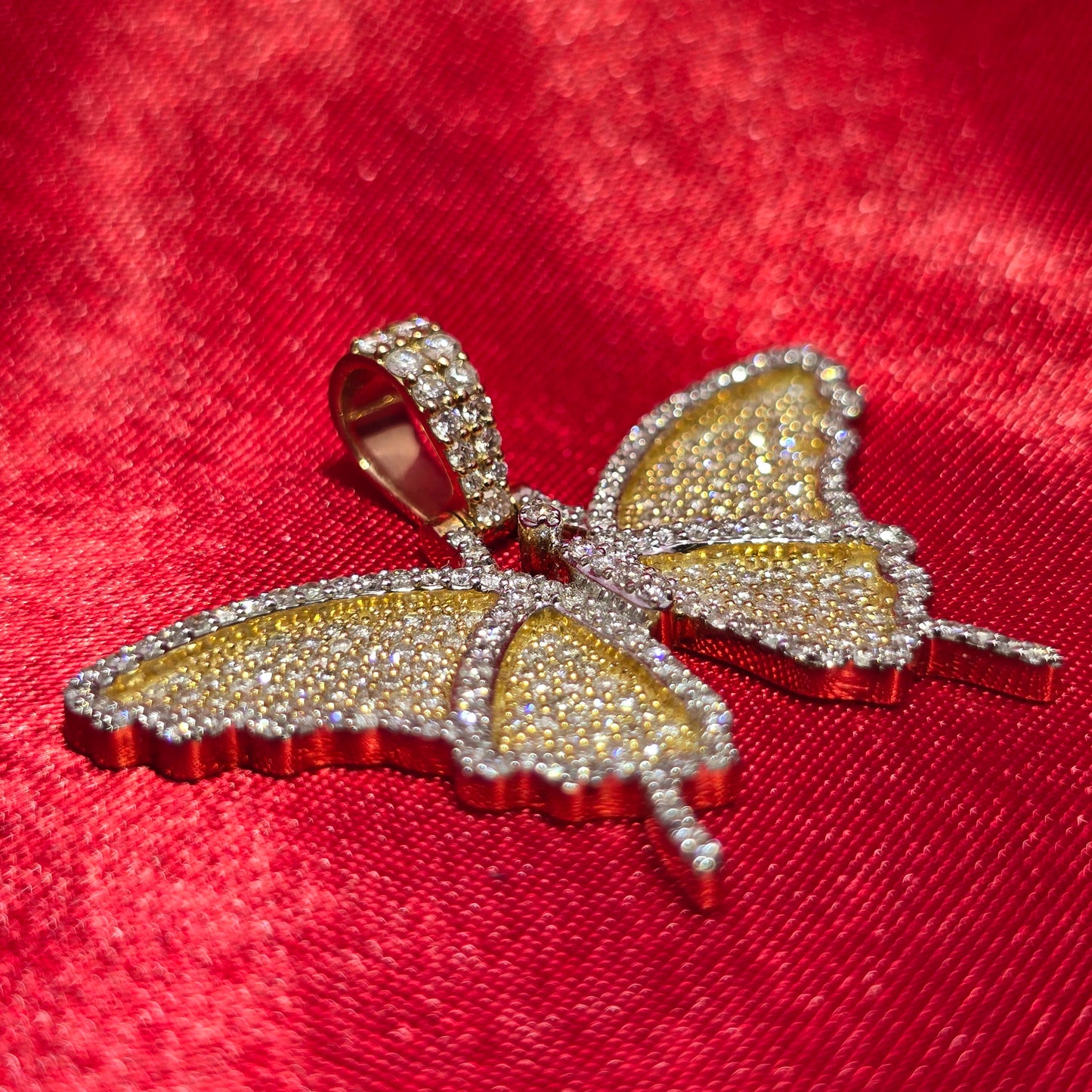 Butterfly Pendant 1.46 ctw Diamond 10K Yellow Gold