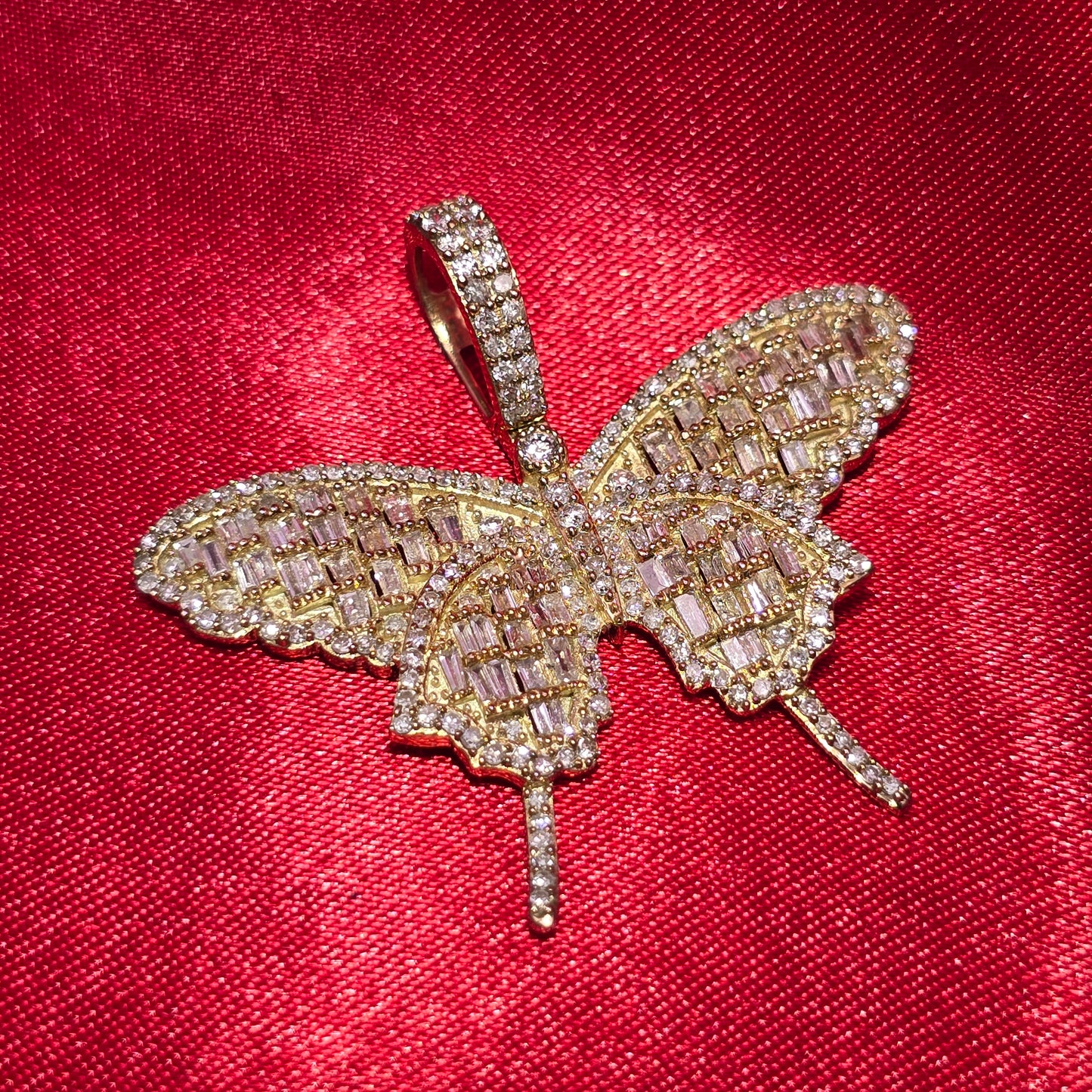 Elegant Butterfly Pendant 2.25 Ct. Diamond 10K Yellow Gold