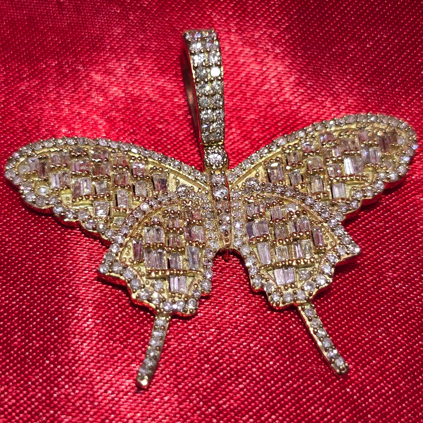 Elegant Butterfly Pendant 2.25 Ct. Diamond 10K Yellow Gold