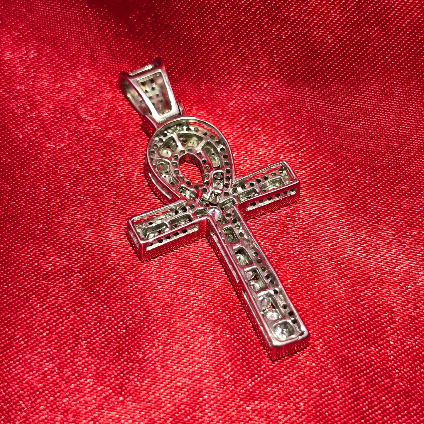 Ankh Cross Pendant 1.00 ctw Diamond 10K White Gold