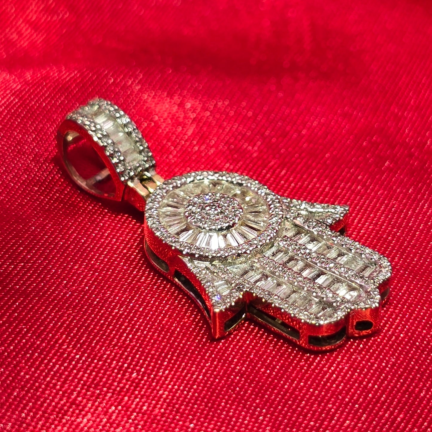 Hamsa Hand Pendant 0.75 Ct. Diamond 10K Yellow Gold