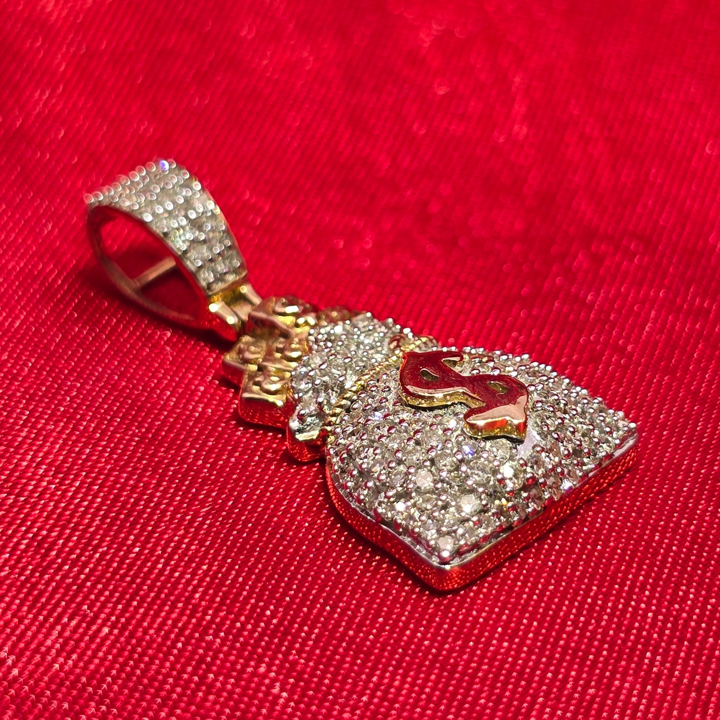 Money Bag Pendant 0.625 Ct. Diamond 10K Yellow Gold