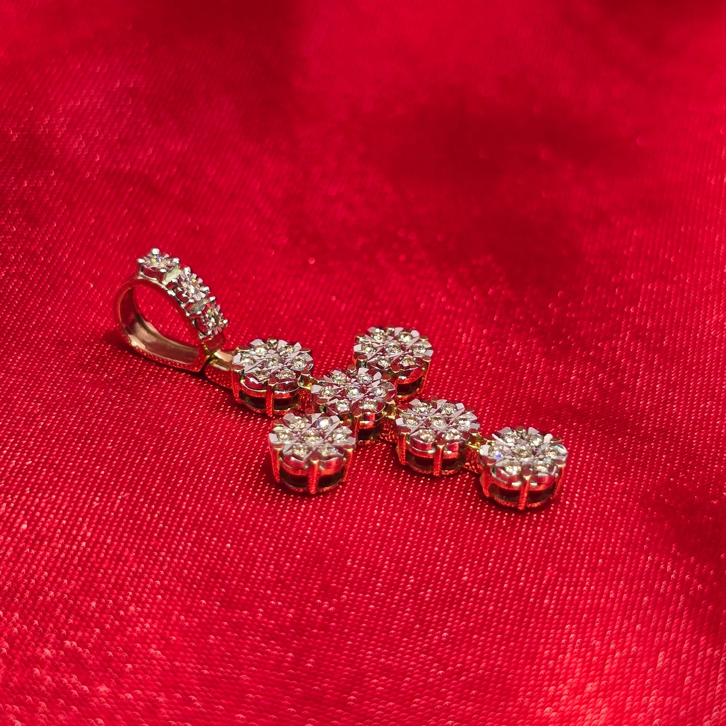 Illusion Set Cross Pendant 0.35 Ct. Diamond 10K Yellow Gold