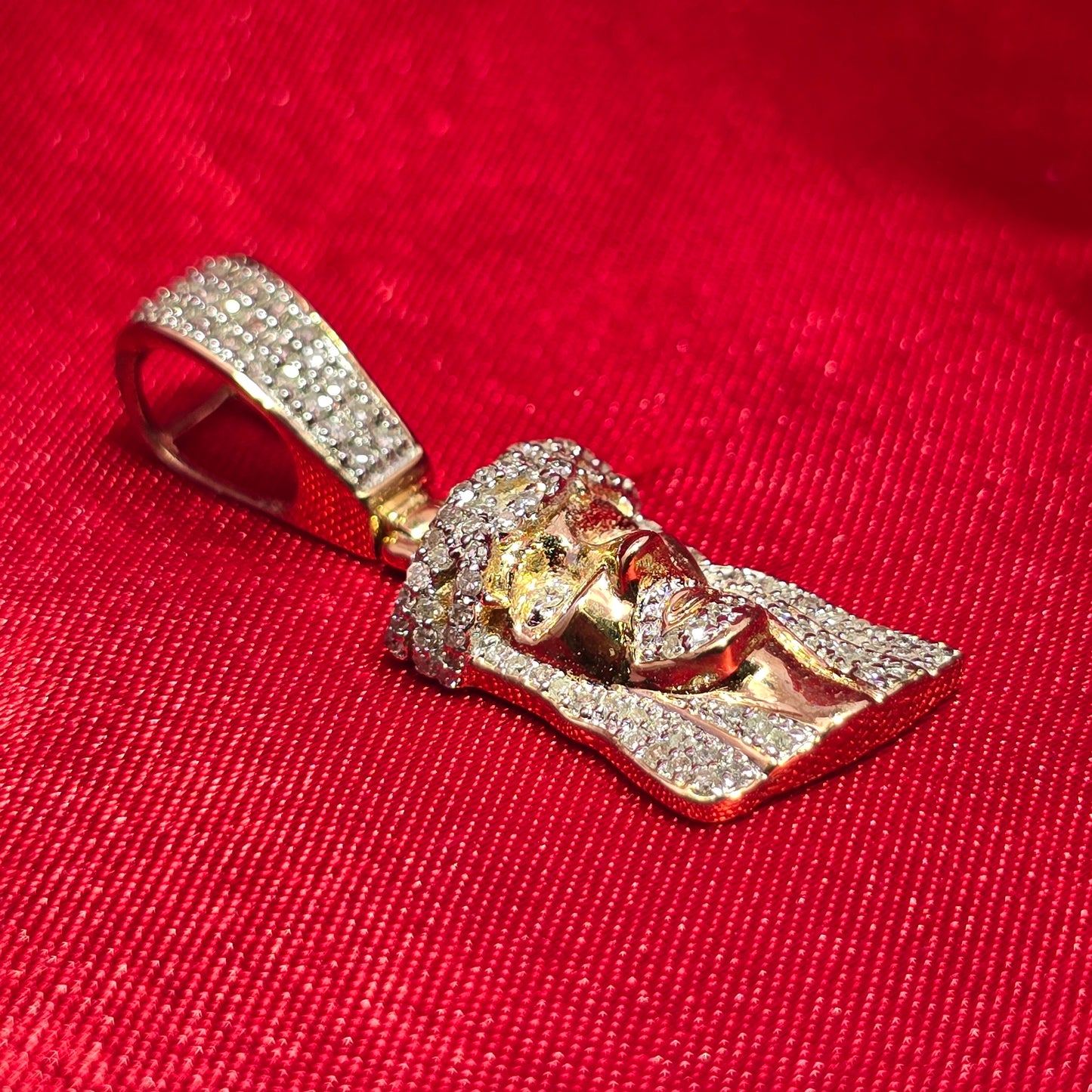 Jesus Face Pendant 0.5 Ct. Diamond 10K Yellow Gold