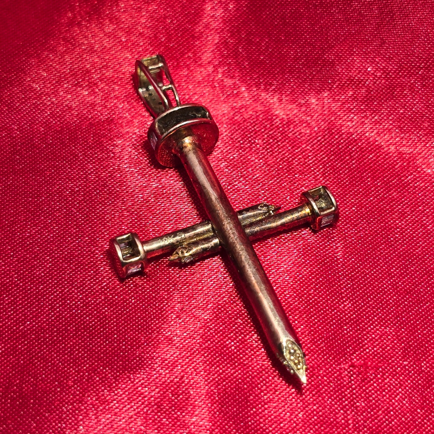 Nail Cross Pendant 1.50 ctw Diamond 10K Yellow Gold