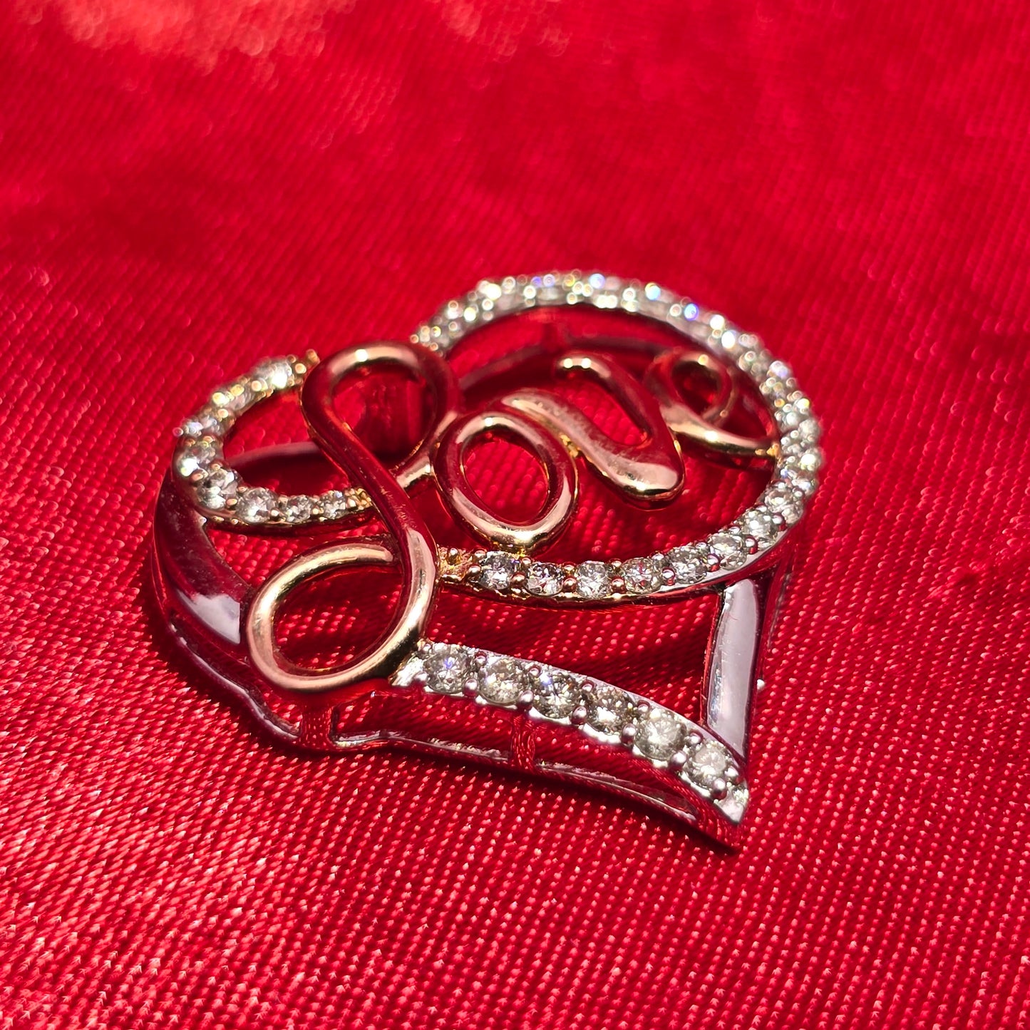 Love Heart Pendant 0.56 ctw Diamond 10K Yellow Gold